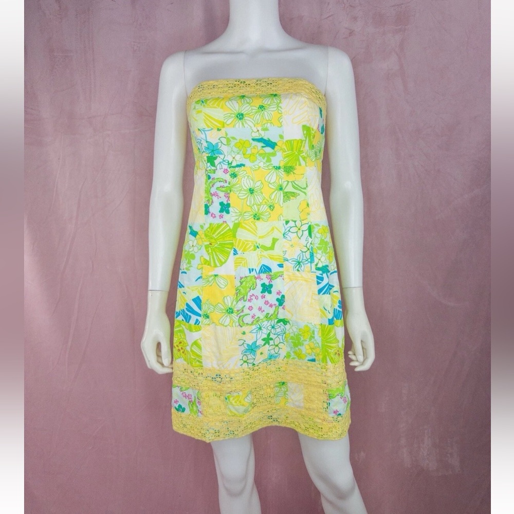 Lilly Pulitzer Womens Cotton Green Aligator Mini Dress Vintage Size 2